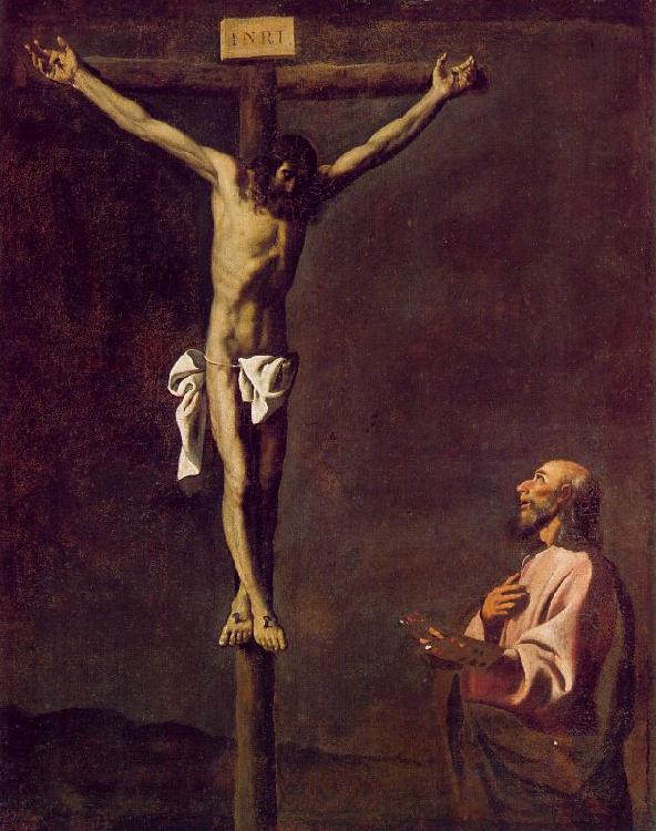 Francisco de Zurbaran Saint Luke as a Painter before Christ on the Cross oil painting picture